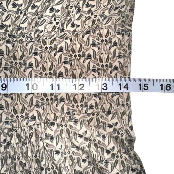 Peruvian Connection 3/4 Sleeve Leaves Print V-Neck Smocked Waist Dress MEDIUM - Picture 6 of 7